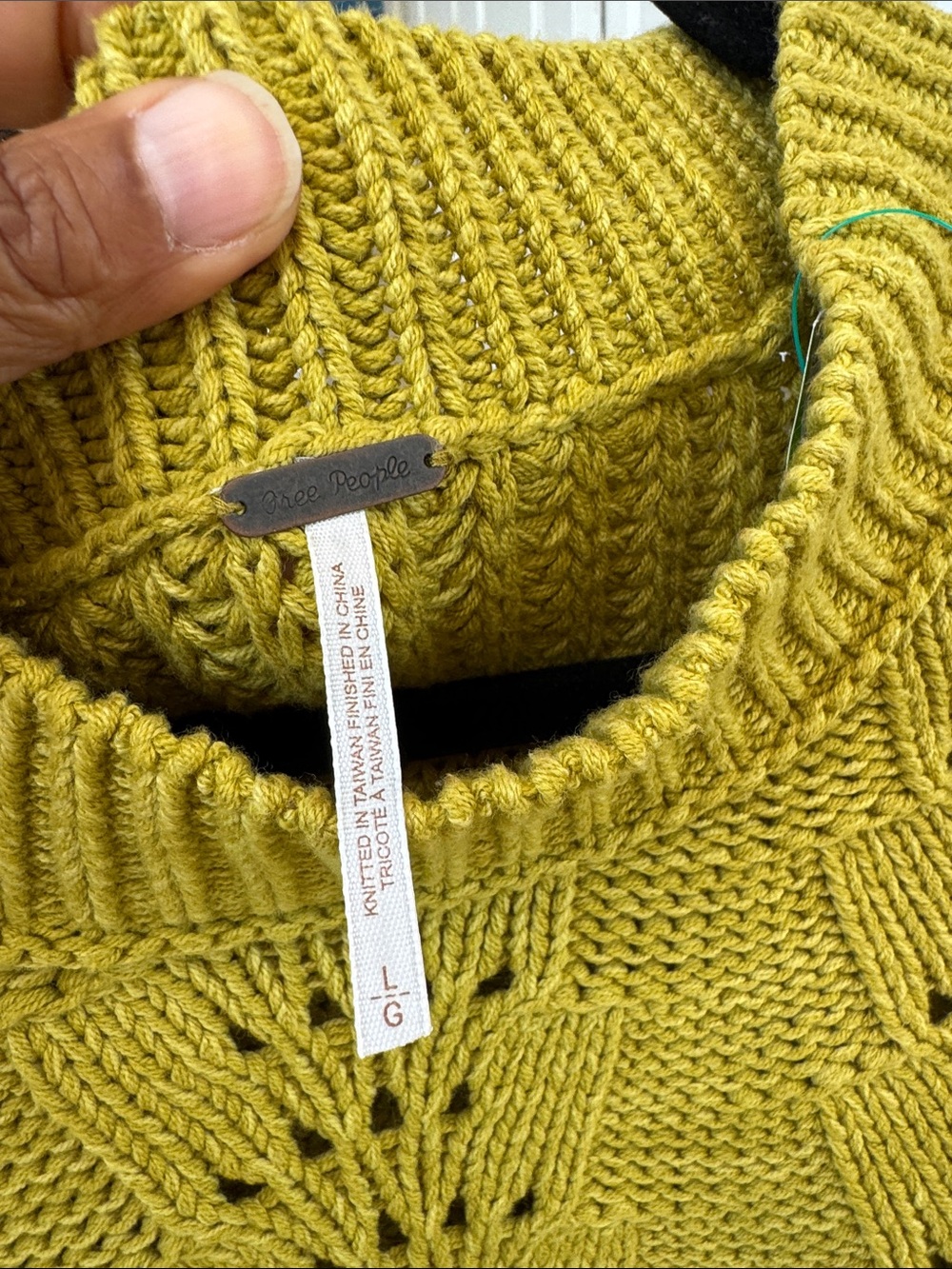 Free People Chartreuse Openwork Crewneck Sweater - Picture 5 of 5